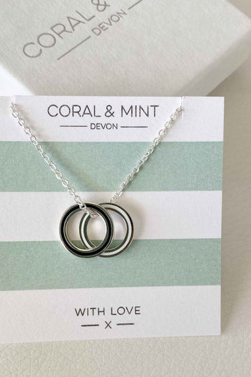 Double eternity necklace - black and white Coral and Mint